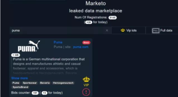 Marketo在暗网出售从服装公司Puma窃取的1GB数据.png Marketo在暗网出售从服装公司Puma窃取的1GB数据.png
